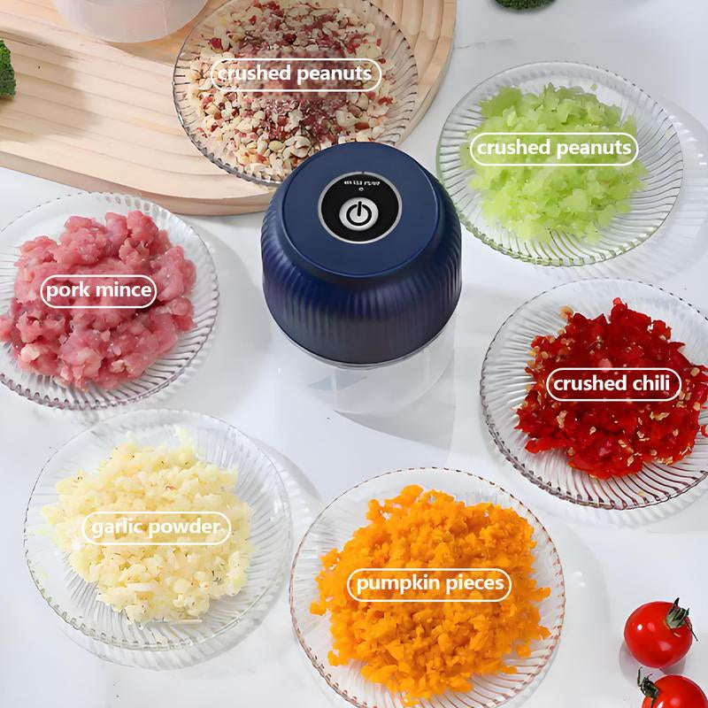 Electric Garlic Chopper, 4 Sharp Blades,Portable Veggie Chopper, 300ML Garlic Grinder Masher Onion Chopper, Blender to Vegetable, Cordless Food Processor for Ginger, Chili, Fruit, Meat, Spices, Beans, Etc