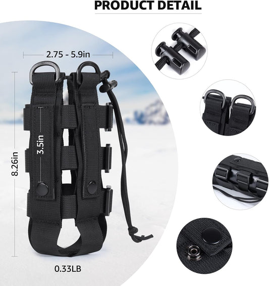 Water Bottle Holder for Backpack, Drawstring Adjustable Straps Pouches for 20, 32, 36, and 48 Oz Water Bottles