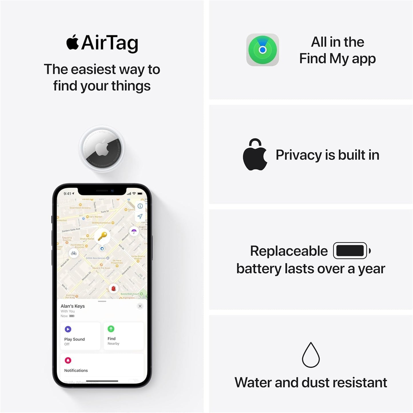 Airtag 4 Pack. Keep Track of Keys, Wallet, Luggage, Backpack, and More. Simple Set up with Iphone or Ipad