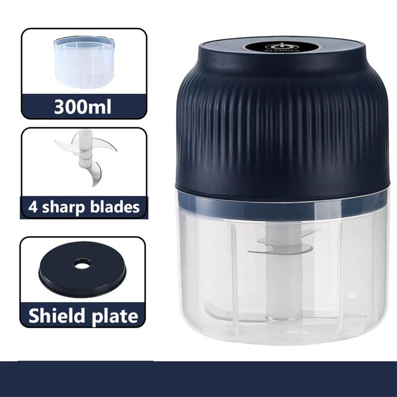 Electric Garlic Chopper, 4 Sharp Blades,Portable Veggie Chopper, 300ML Garlic Grinder Masher Onion Chopper, Blender to Vegetable, Cordless Food Processor for Ginger, Chili, Fruit, Meat, Spices, Beans, Etc