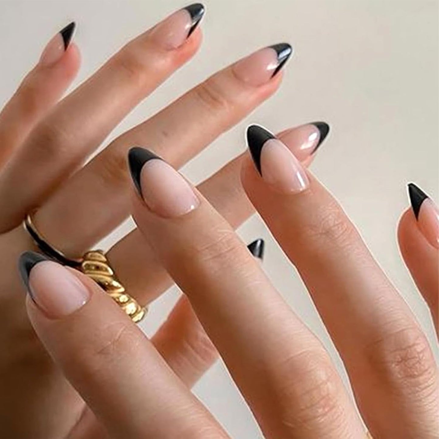 6 Pack (180Pcs) French Tip Press on Nails - Almond, Square, Coffin, with Nail Glue, Artificial Nails Stick on Nails