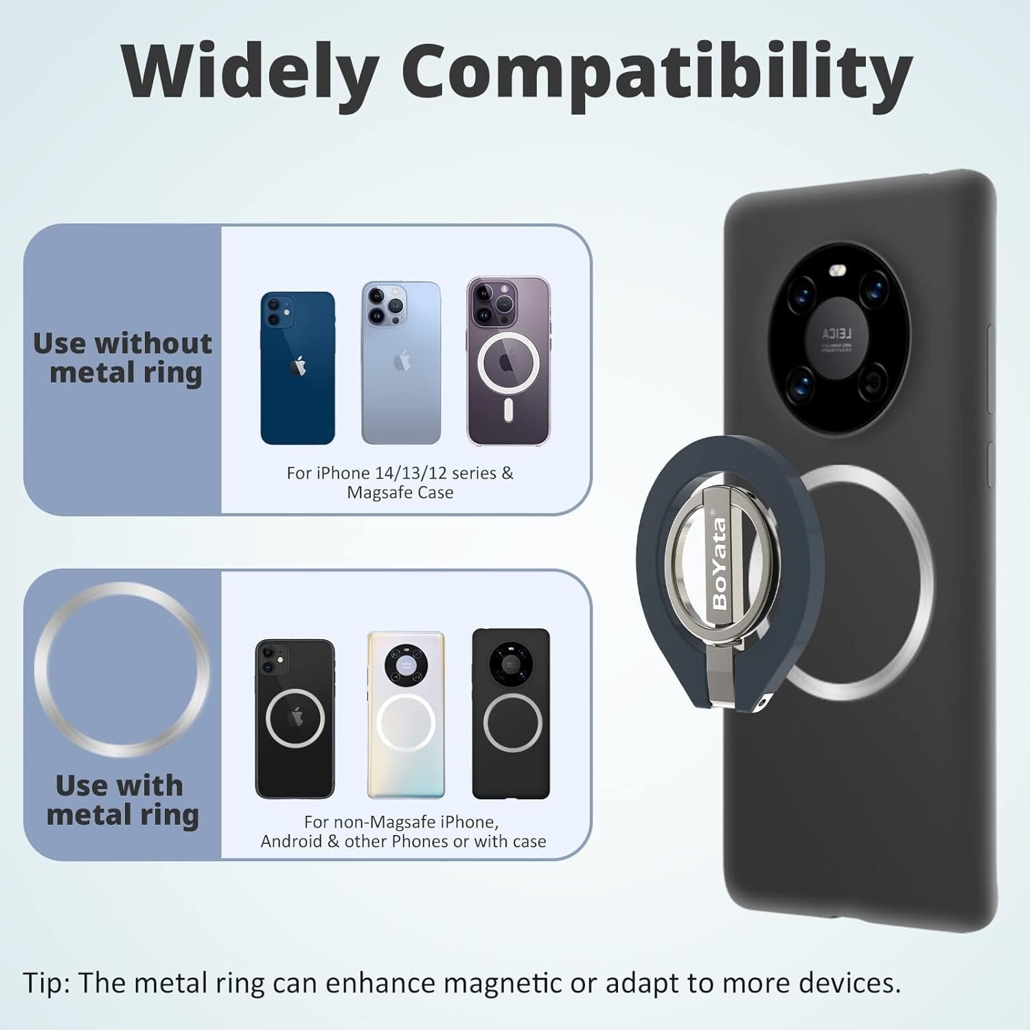 Magnetic Phone Ring Holder, 360° Rotating Phone Grip