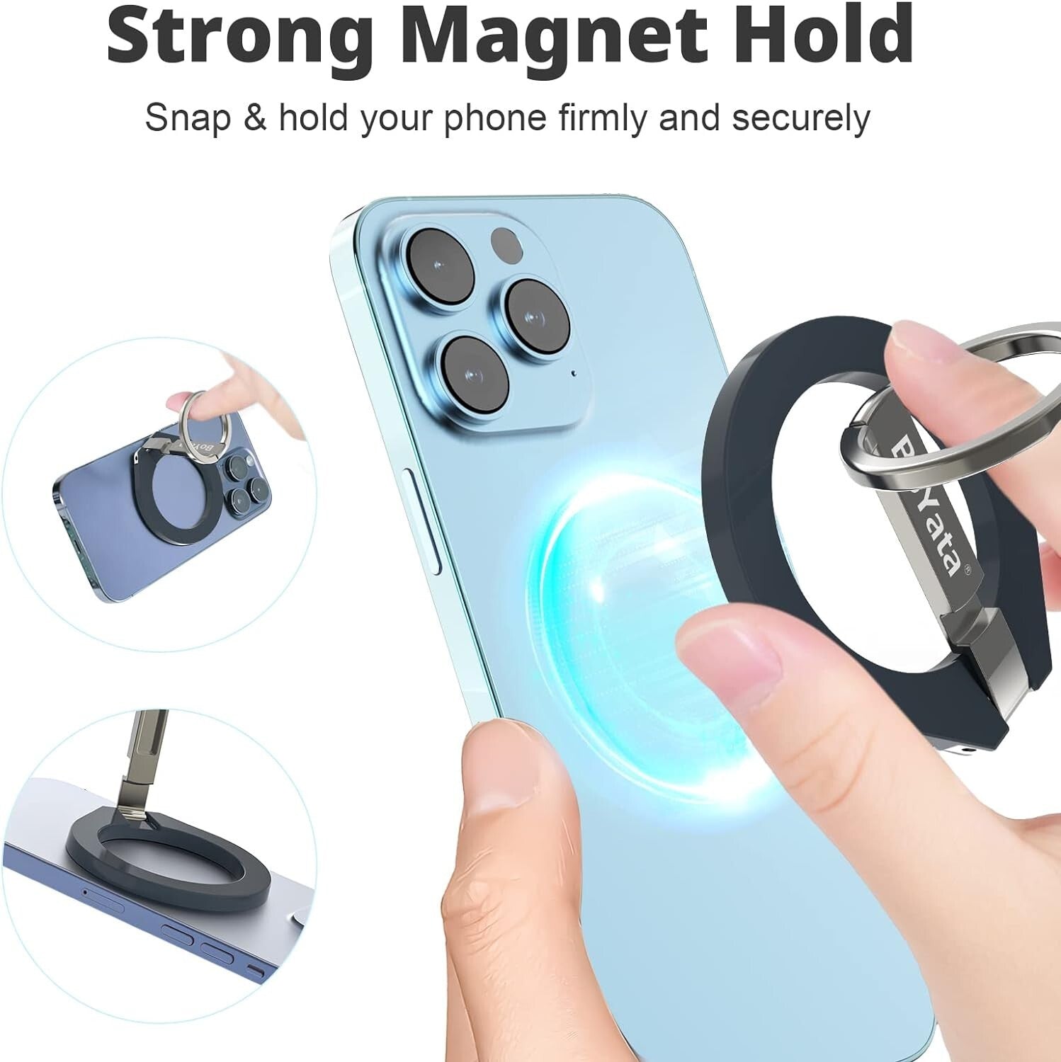 Magnetic Phone Ring Holder, 360° Rotating Phone Grip