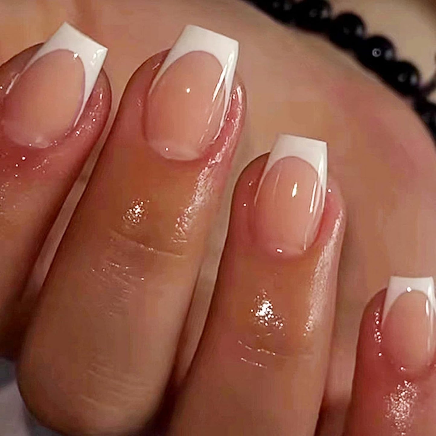 6 Pack (180Pcs) French Tip Press on Nails - Almond, Square, Coffin, with Nail Glue, Artificial Nails Stick on Nails