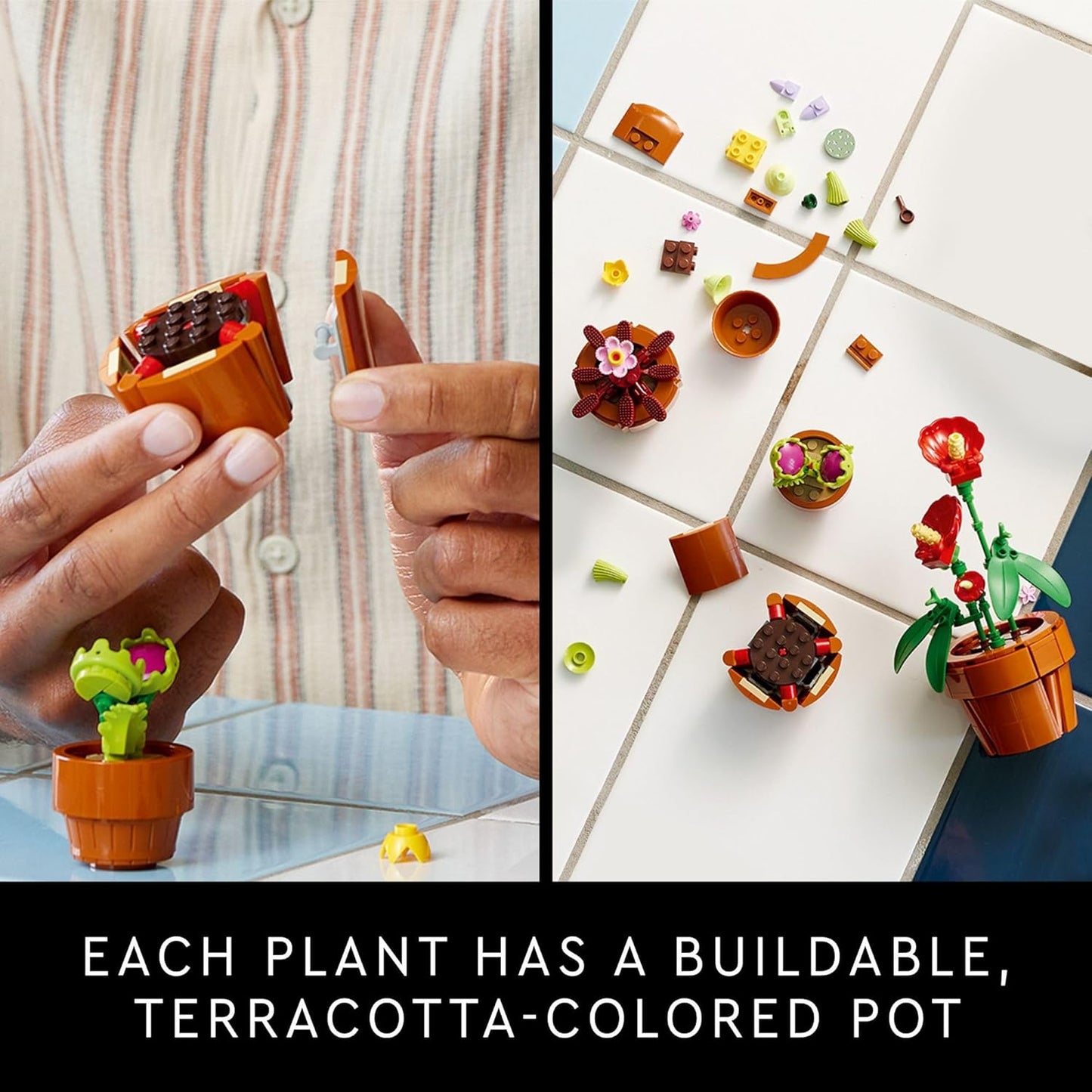 Botanicals Tiny Plants - Artificial, Fake Indoor Plant Building Set for Home, Kitchen, Desk Decoration, Adults Ages 18+ - Gift for Birthdays - 10329