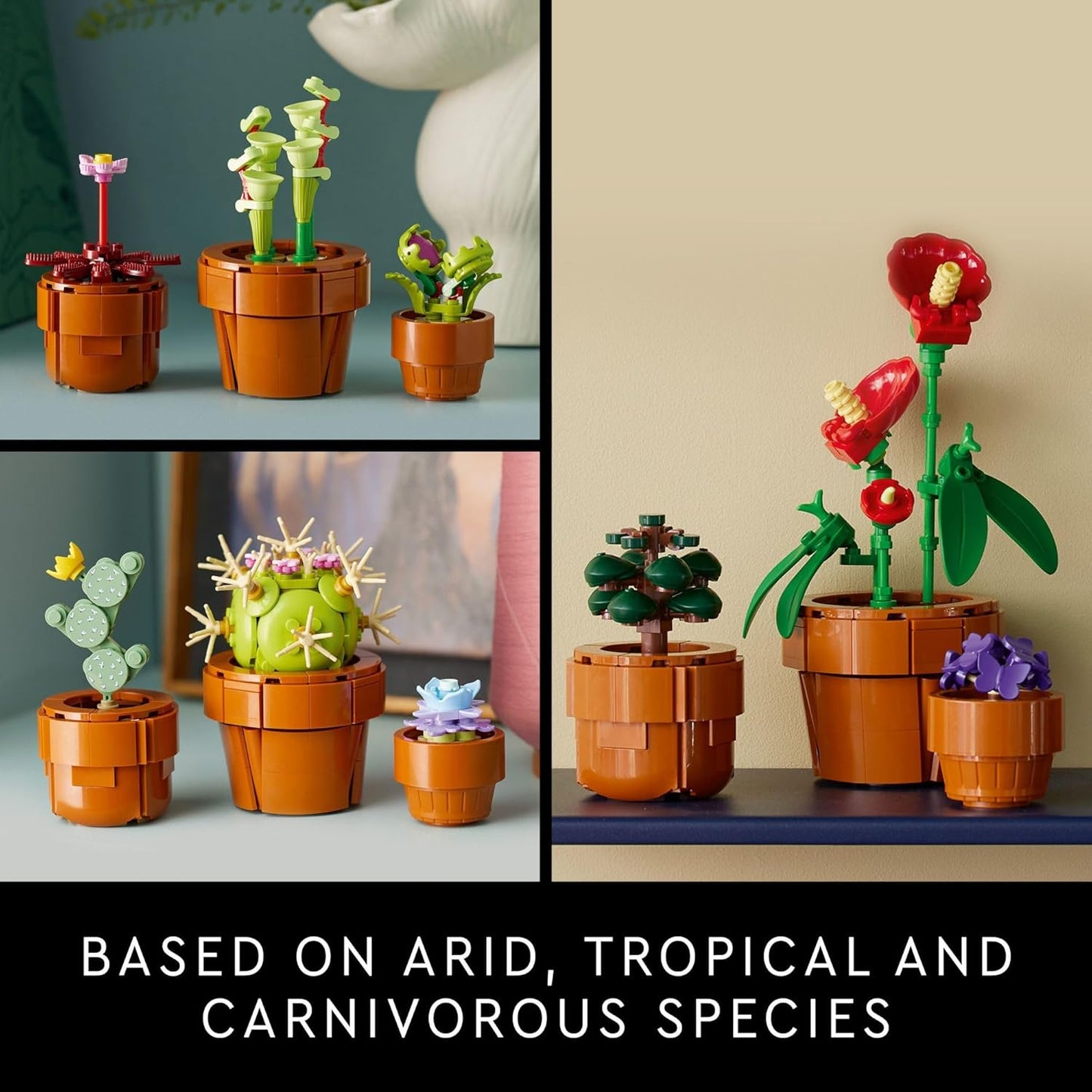 Botanicals Tiny Plants - Artificial, Fake Indoor Plant Building Set for Home, Kitchen, Desk Decoration, Adults Ages 18+ - Gift for Birthdays - 10329