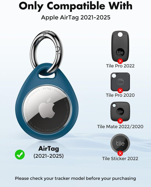 Airtag Holder for Apple - 4 Pack Air Tag Case [Fit Tightly Design] [Easy to Install] [Hold Securely] Waterproof TPU Protective Cover with Metal Keychain for Kids,Pet,Luggage,Backpack,Keys