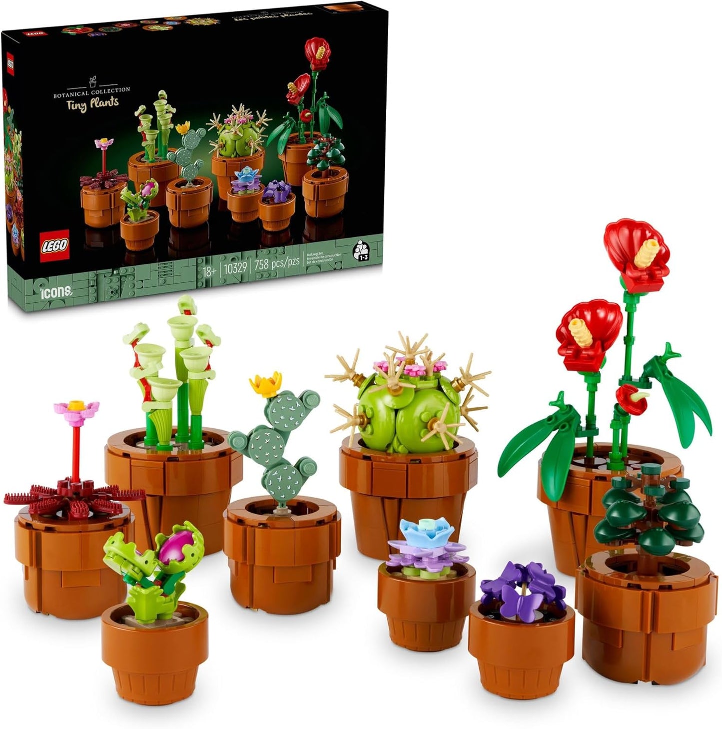 Botanicals Tiny Plants - Artificial, Fake Indoor Plant Building Set for Home, Kitchen, Desk Decoration, Adults Ages 18+ - Gift for Birthdays - 10329