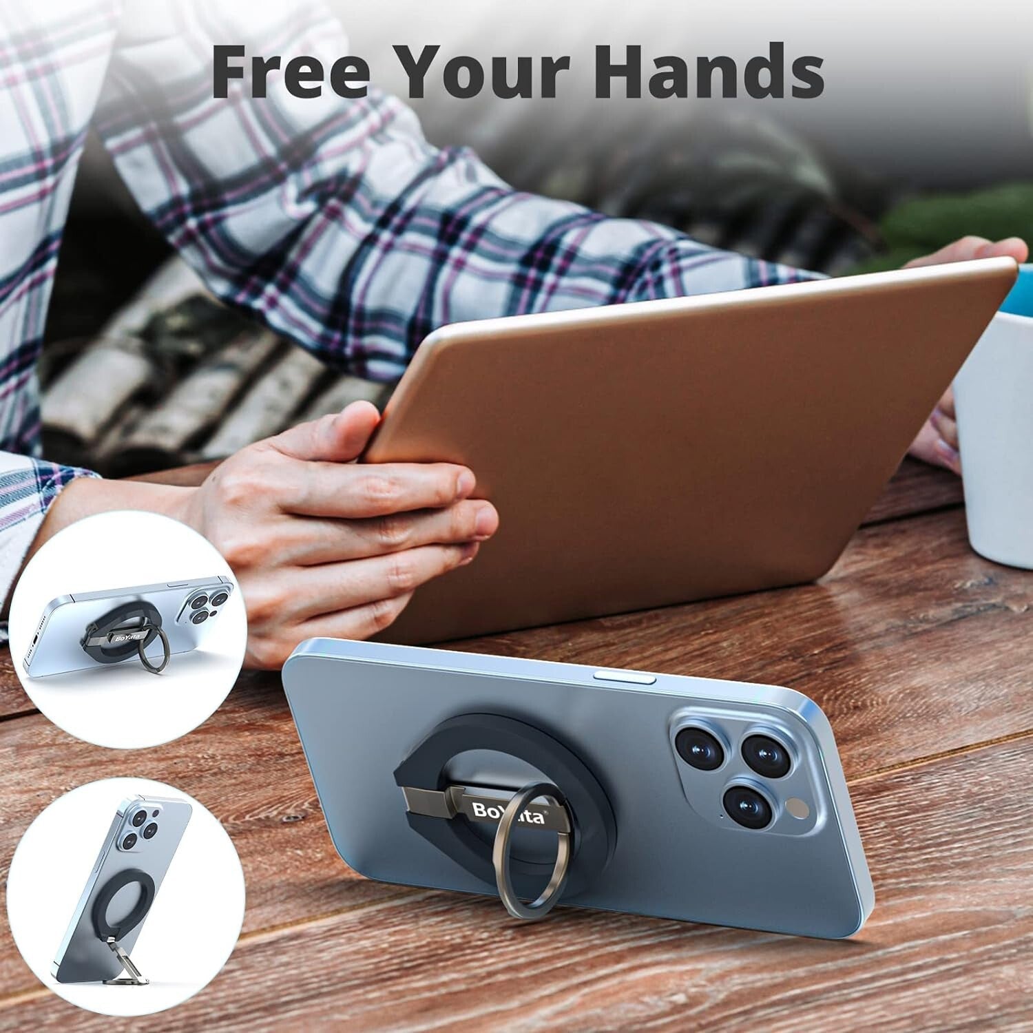 Magnetic Phone Ring Holder, 360° Rotating Phone Grip