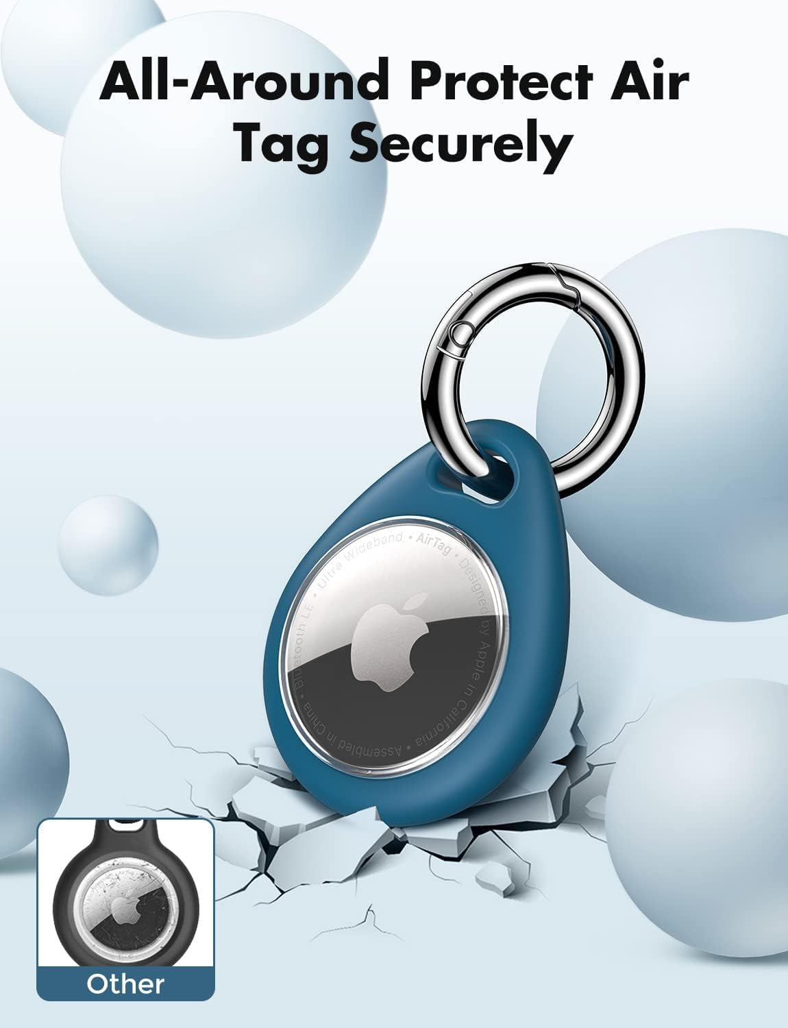 Airtag Holder for Apple - 4 Pack Air Tag Case [Fit Tightly Design] [Easy to Install] [Hold Securely] Waterproof TPU Protective Cover with Metal Keychain for Kids,Pet,Luggage,Backpack,Keys